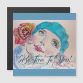 Meisje met rode roos trouw aan je magnetische Kaar (Voorkant / Achterkant)