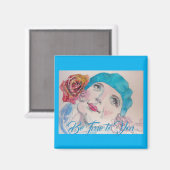 Meisje met rode rozenbek is waar voor je Magnet (Voorkant / Achterkant)