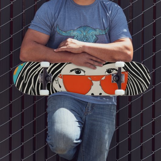 meisje met rode zonnebril persoonlijk skateboard (Buiten 3)