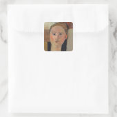 Meisje met rood haar, 1915 vierkante sticker (Tas)