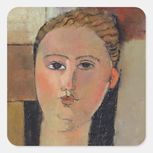 Meisje met rood haar, 1915 vierkante sticker (Voorkant)