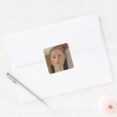 Meisje met rood haar, 1915 vierkante sticker (Envelop)