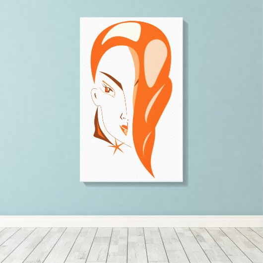 Meisje met rood haar canvas Print (Insitu (Houten vloer))