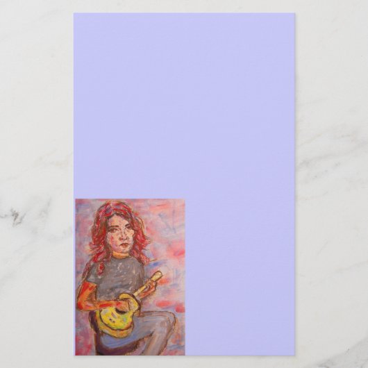 meisje met rood haar en ukulele briefpapier (Voorkant)