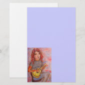 meisje met rood haar en ukulele briefpapier (Voorkant / Achterkant)