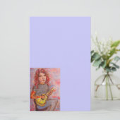 meisje met rood haar en ukulele briefpapier (Staand voorkant)