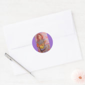 meisje met rood haar en ukulele ronde sticker (Envelop)