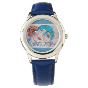 Meisje met roodroze Beret Ware 28e mei Horloge