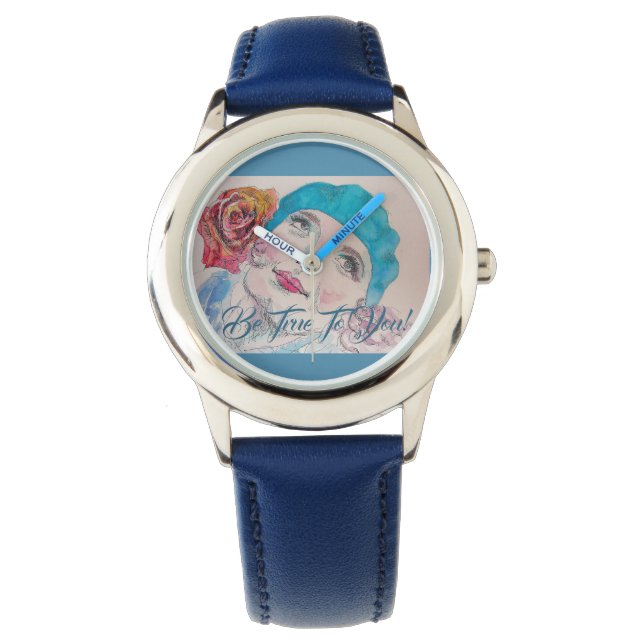 Meisje met roodroze Beret Ware 28e mei Horloge (Voorkant)