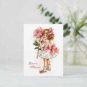 Meisje met Roos Briefkaart (Staand voorkant)