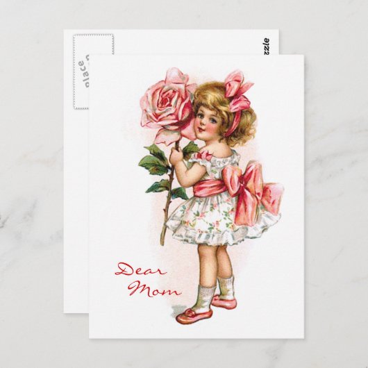 Meisje met Roos Briefkaart (Voorkant / Achterkant)