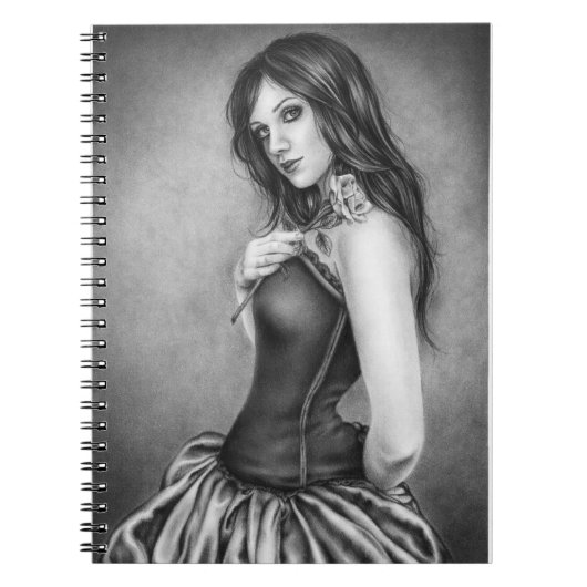 Meisje met roos notebook notitieboek (Voorkant)