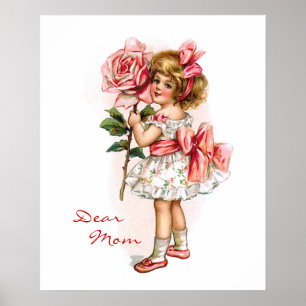 Meisje met Roos Poster