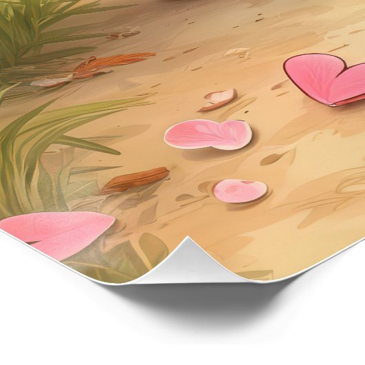 Meisje met roze hartjes op het onverharde pad perfect poster (Hoek)