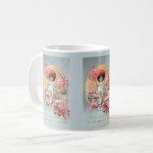 meisje met roze Valentijn bloesems Koffiemok (Voorkant links)