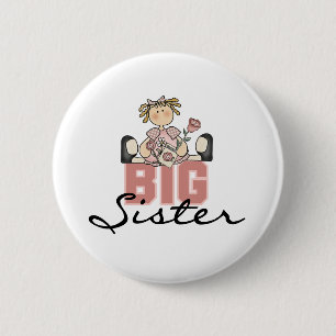 Meisje met Rozen Big Sister Ronde Button 5,7 Cm