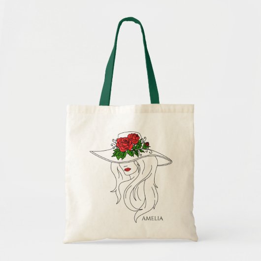 Meisje met Rozen bloemen Tote Bag (Voorkant)