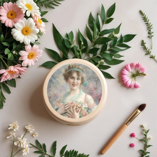 Meisje met rozen Door Emile Vernon Ronde Sticker