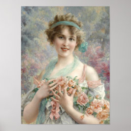 Meisje met rozen Fijn Kunst Portret Poster