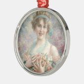 Meisje met rozen metalen ornament (Links)