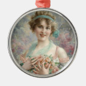 Meisje met rozen metalen ornament (Voorkant)