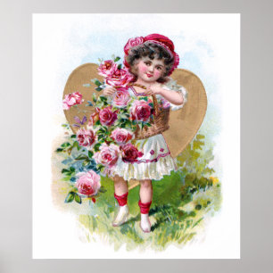 Meisje met Rozen Poster
