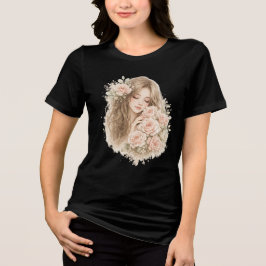Meisje met rozen Tri-Blend shirt