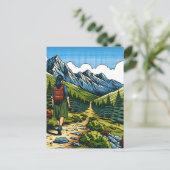 Meisje met Rugzak Wandelen een Natuur Trail Briefkaart (Staand voorkant)