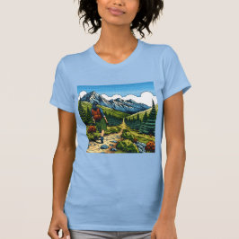 Meisje met Rugzak Wandelen een Natuur Trail T-shirt