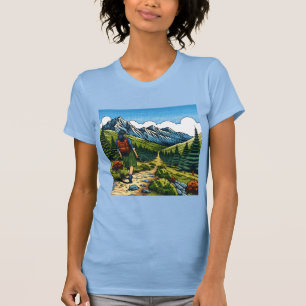 Meisje met Rugzak Wandelen een Natuur Trail T-shirt