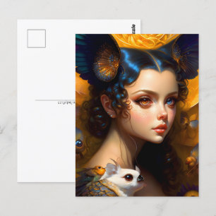 Meisje met schattige wezens, Postcrossing Briefkaart