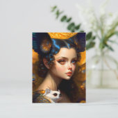 Meisje met schattige wezens, Postcrossing Briefkaart (Staand voorkant)