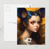 Meisje met schattige wezens, Postcrossing Briefkaart (Voorkant / Achterkant)