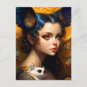 Meisje met schattige wezens, Postcrossing Briefkaart (Voorkant)