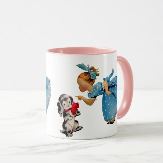 meisje met Schattigee hond: Schattig Mok (Voorkant rechts)