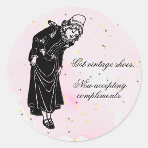 Meisje met schoenen accepteert nu complimenten ronde sticker