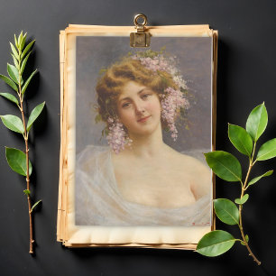 Meisje met Seringen, Achille Beltrame Kunst  Tissuepapier