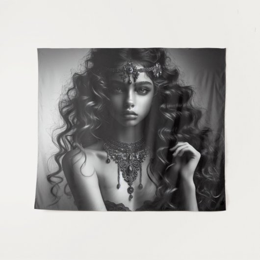 Meisje met sieraden wandkleed (Voorkant (horizontaal))