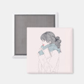 Meisje met sjaal en boek magneet (Voorkant / Achterkant)