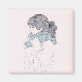 Meisje met sjaal en boek magneet (Voorkant)