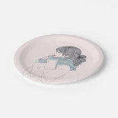 Meisje met sjaal en boek papieren bordje (Gekanteld)