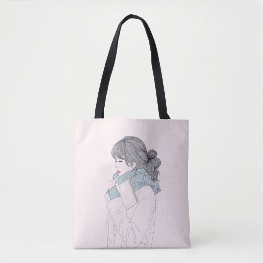 Meisje met sjaal en boek tote bag (Voorkant)