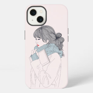 Meisje met sjaal koele grafische illustratie iPhone 13 hoesje