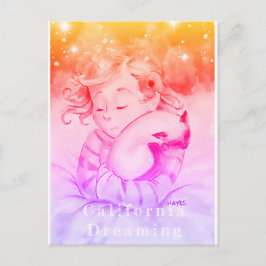 Meisje met slaapkat (versie 2) briefkaart