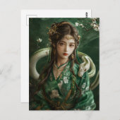 Meisje met Slang Chinese Zodiac Art Briefkaart (Voorkant / Achterkant)