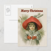 Meisje met Sneeuwballen Feestdagenkaart (Voorkant / Achterkant)