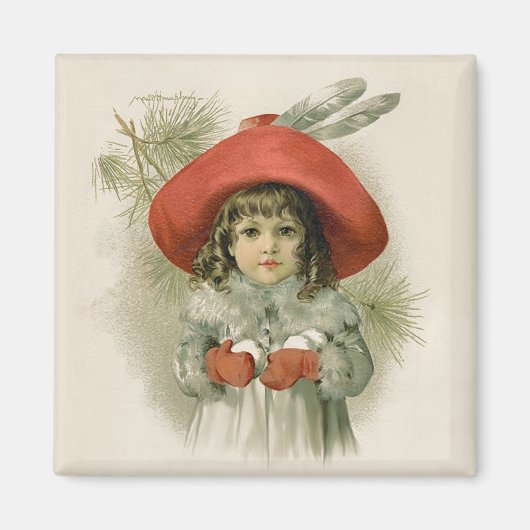 Meisje met sneeuwballen magneet (Voorkant)