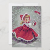  meisje met sneeuwvogels aangepaste kerst kaart (Voorkant)