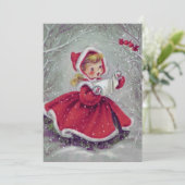  meisje met sneeuwvogels aangepaste kerst kaart (Staand voorkant)