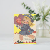  meisje met Snoep Valentijn Feestdagenkaart (Staand voorkant)